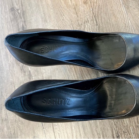 Schutz Fechado Salto Alto Black Leather Stiletto Pumps 7 - Picture 8 of 14
